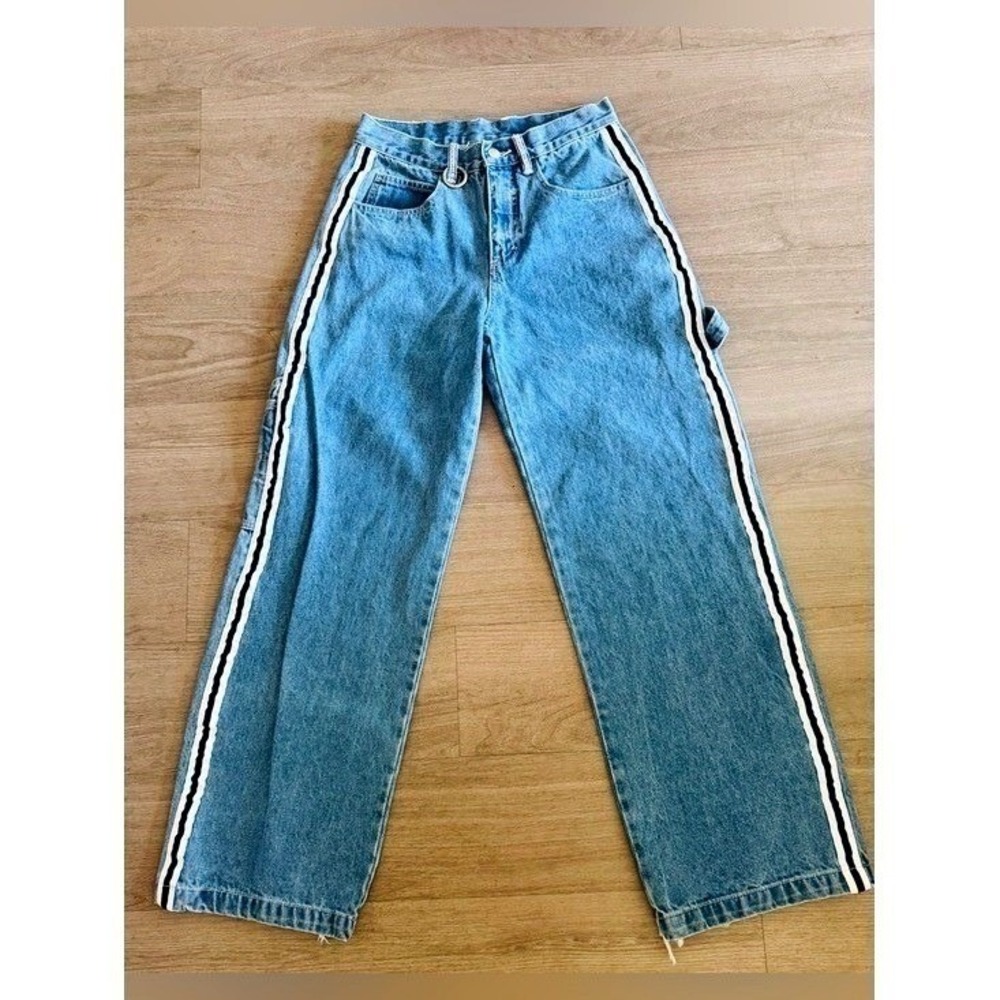 UNIF Cox Jeans Wide Leg Racing Stripe Light Wash Size 26